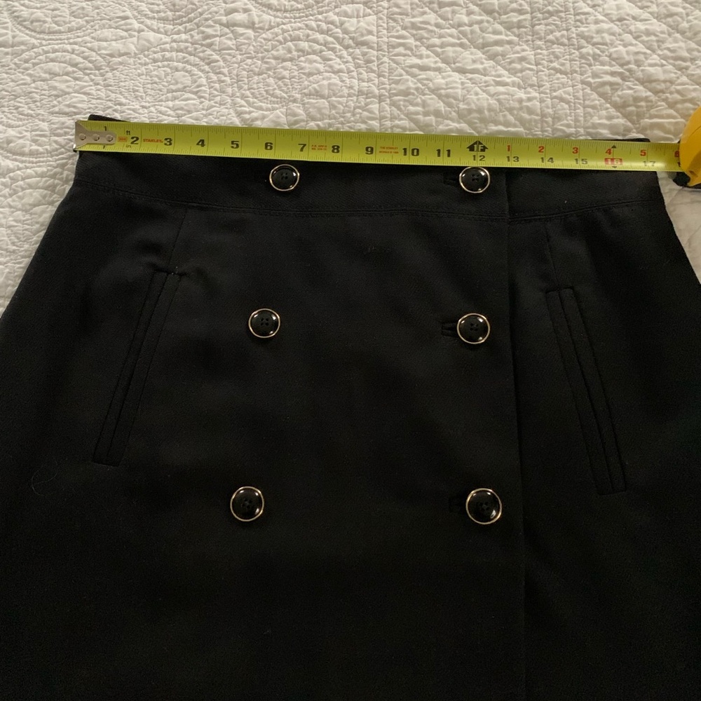 Banana Republic Black Double-Breasted Wool Skirt with Gold Rimmed Buttons
